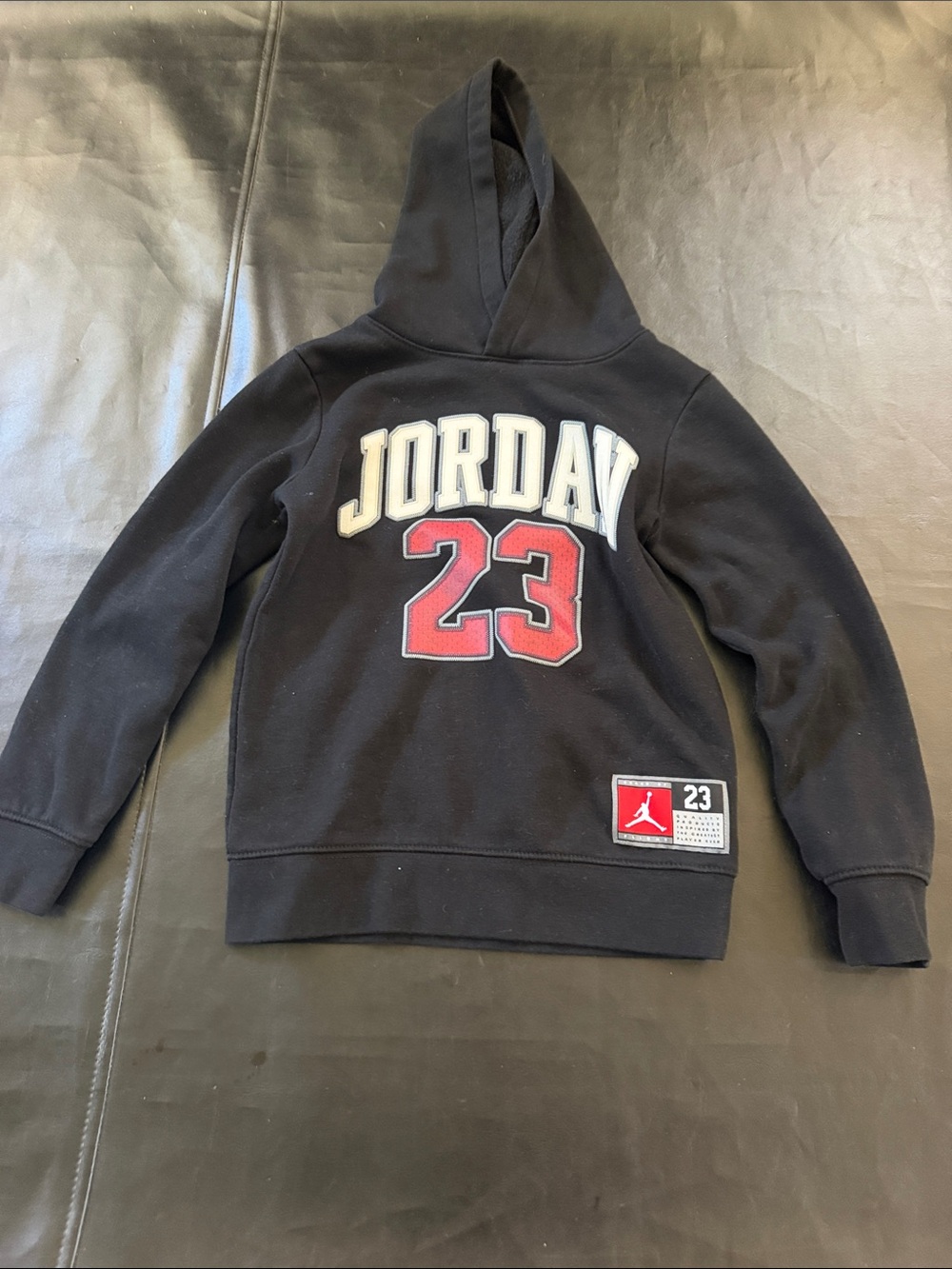 Jordan Black Hoodie with Red 23 and White Logo